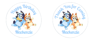 Bluey Kids Custom Personalized Party Favor Sticker Labels