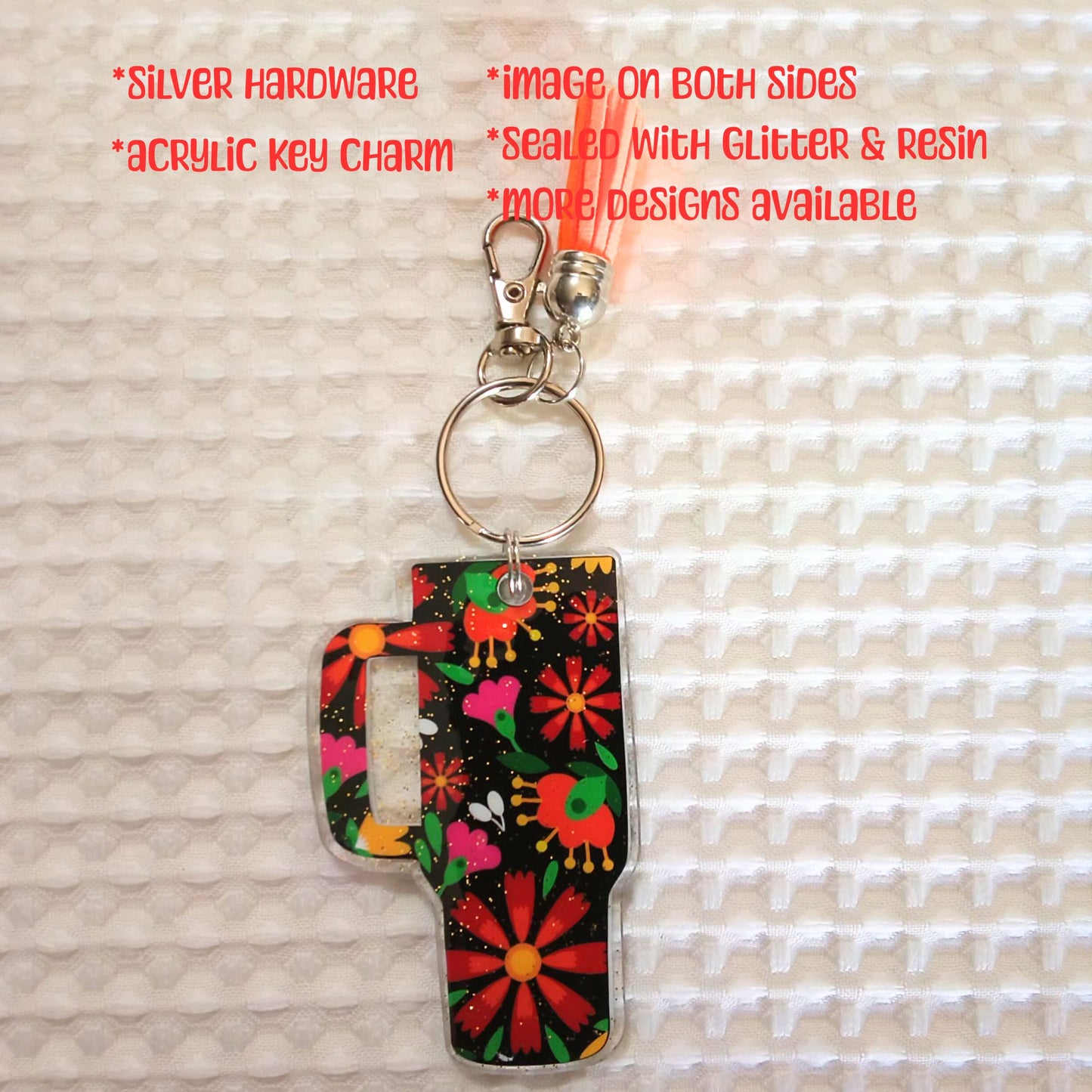 Floral Mini Tumbler Acrylic Resin Cup Keychain