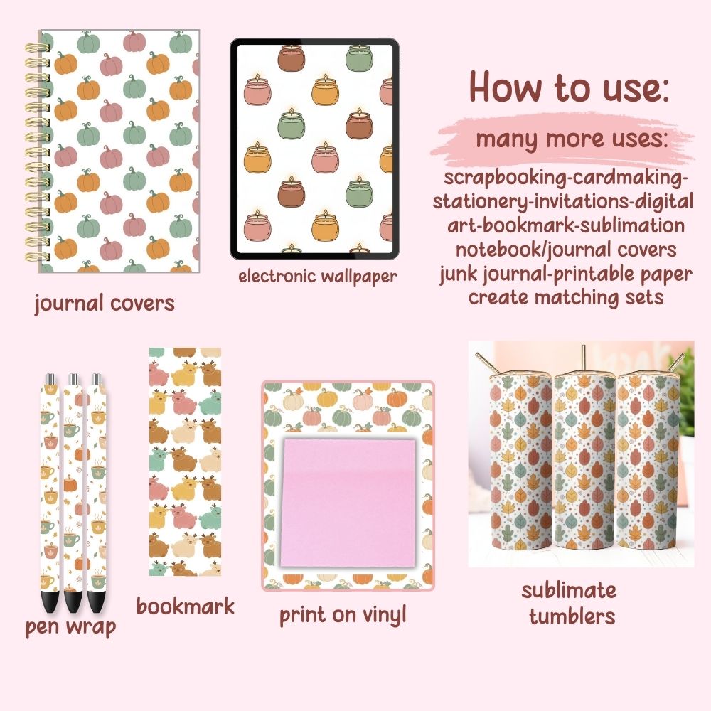 Boho Fall Digital Pattern Paper Bundle