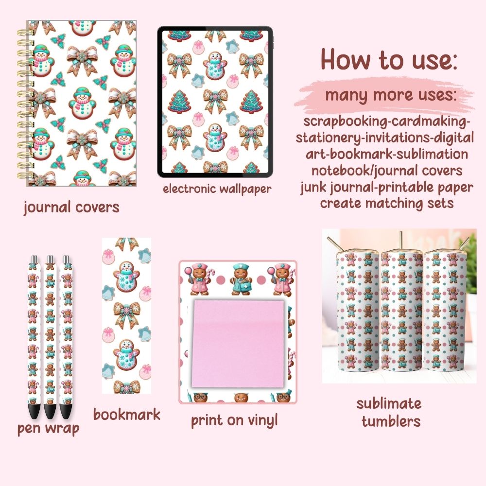 GingerBread Man Digital Pattern Paper Bundle