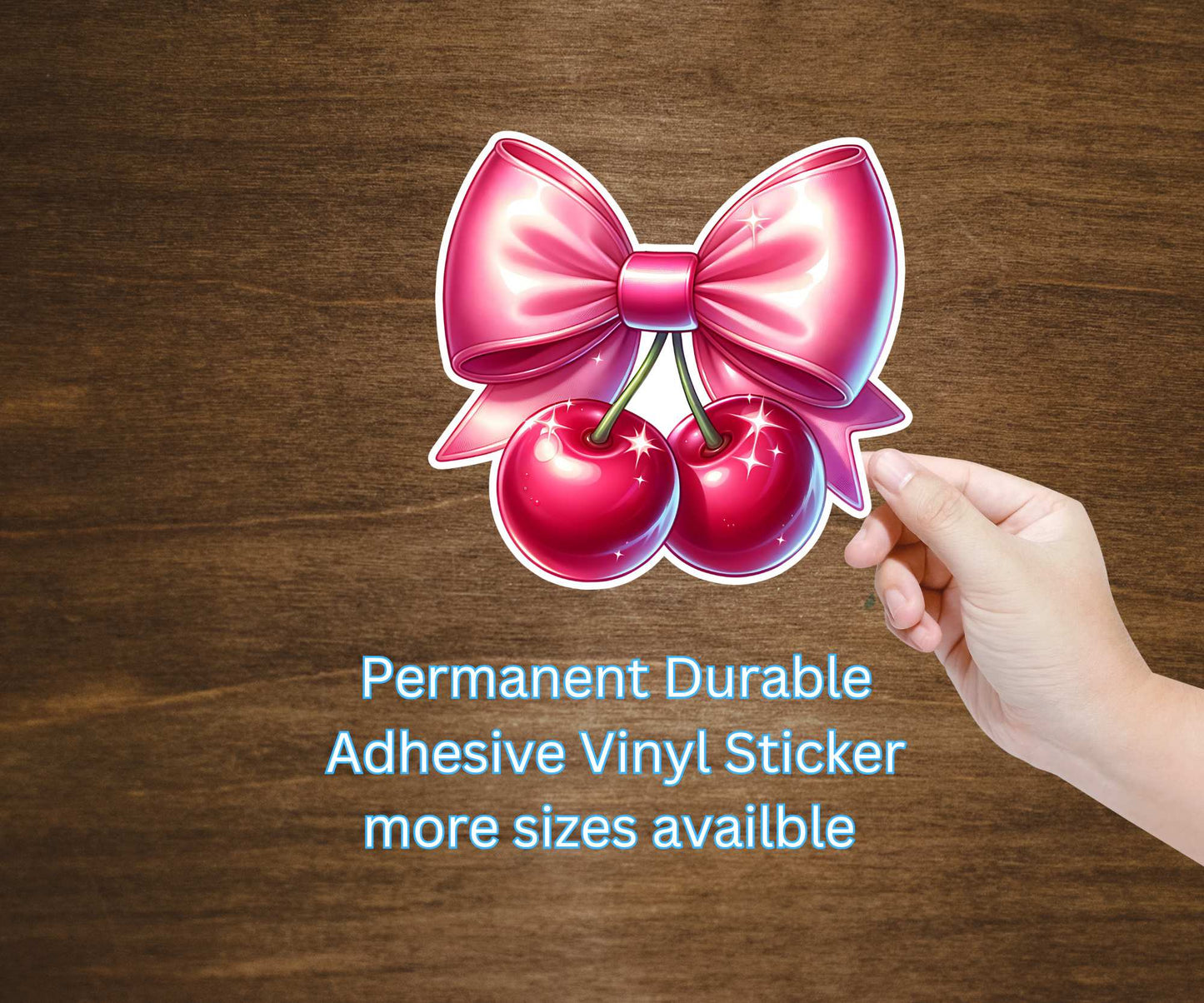 Cherry Coquette Bow Vinyl Sticker Decal