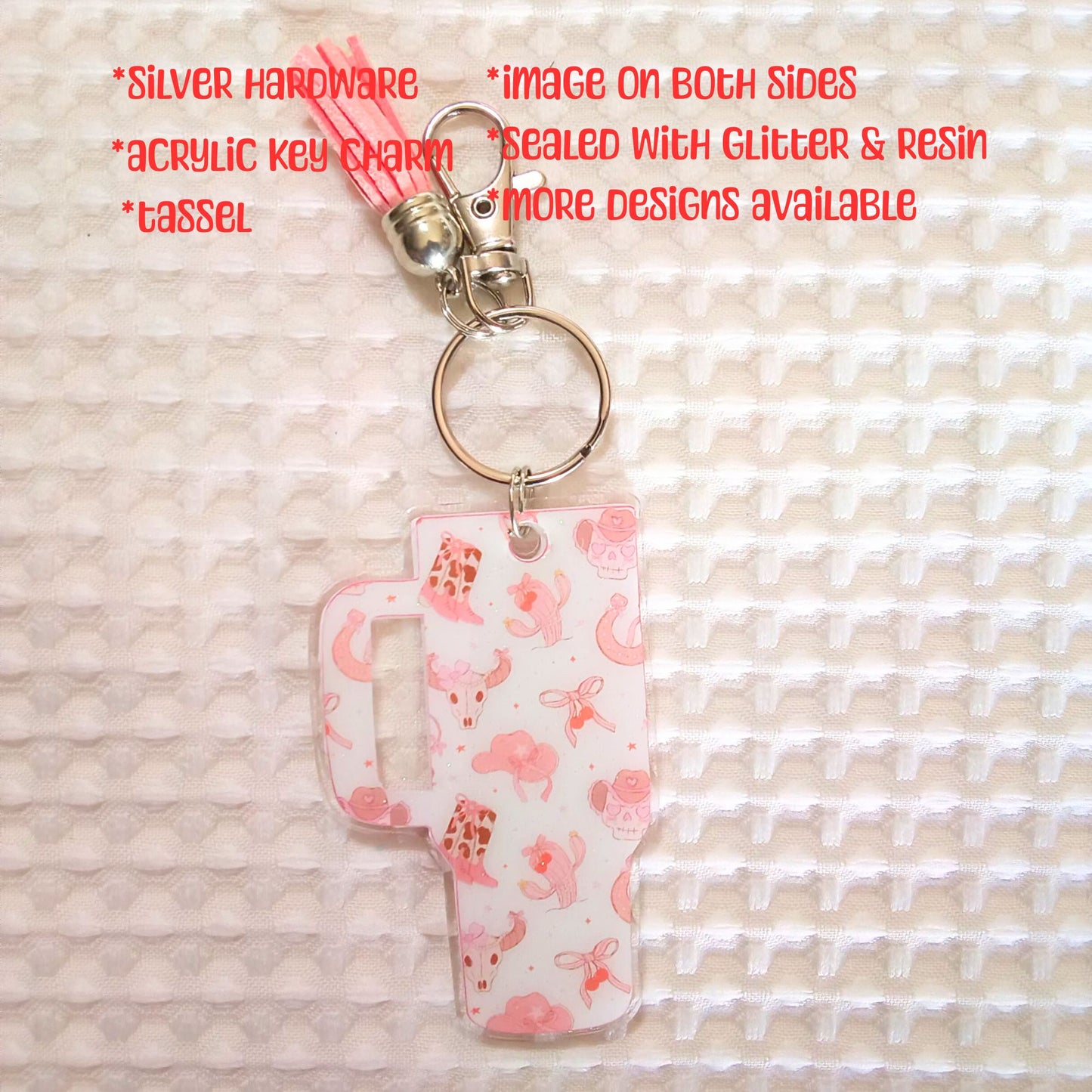 Tumbler Cup Keychain Daisy Sunflowers Glitter Resin with Tassel Keychain-Novelty Keychain-Resin Acrylic Keychain-With Tassel Keychain