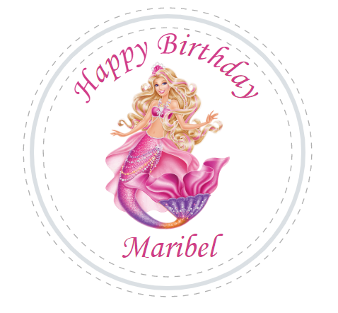 Barbie Mermaid Custom Personalized  Party Favor Sticker Labels