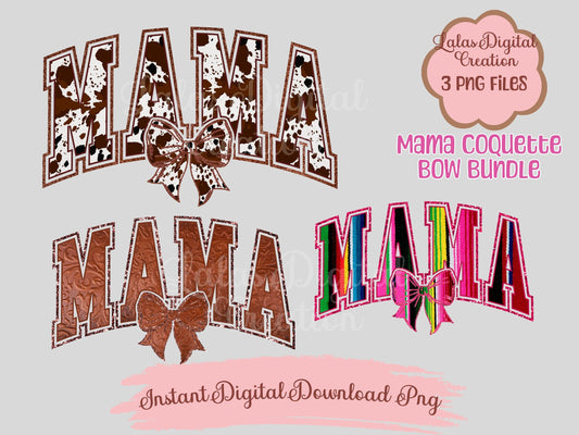 Western Varsity MAMA Bow Clipart Bundle Instant Digital PNG Download