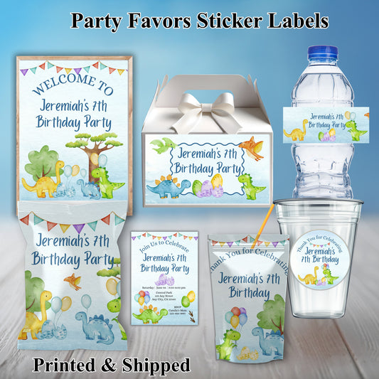 Dinosaur Birthday Party Sticker Labels