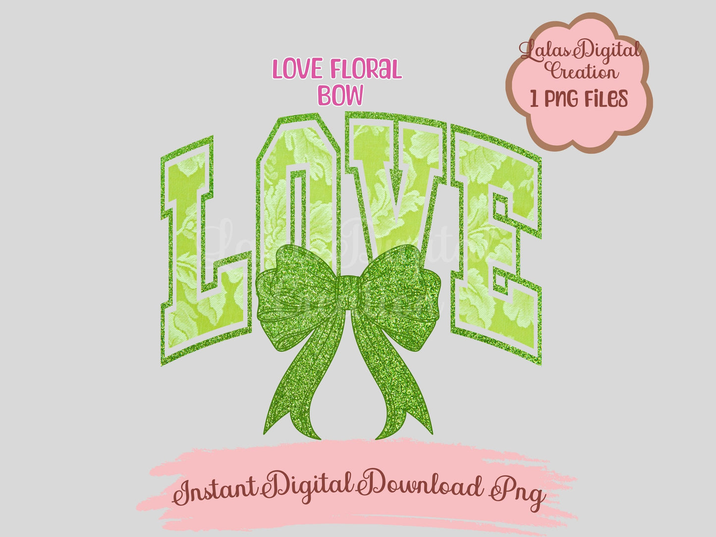 Green Love Bow Clipart PNG Instant Digital Download