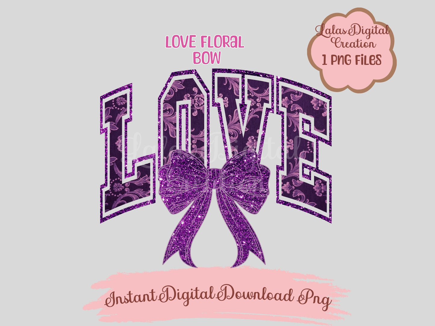 Purple Love Bow Clipart PNG Instant Digital Download