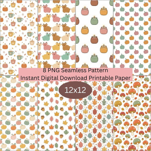 Boho Fall Digital Pattern Paper Bundle