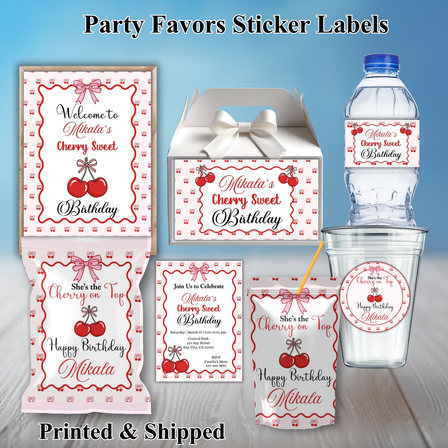 Cherry Party Sticker Labels