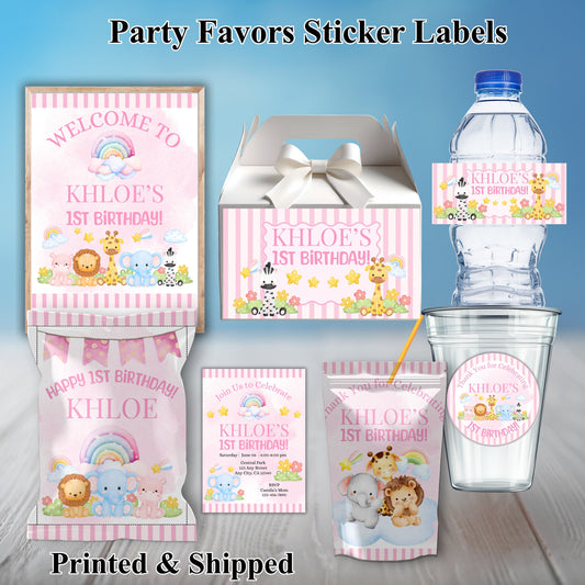 Zoo Animals Birthday Party Sticker Labels