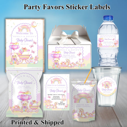 Rainbow Baby Shower Party Sticker Labels