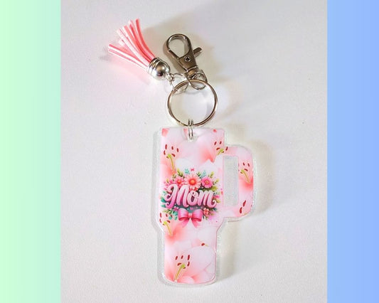 Mom Floral Acrylic Resin Keychain