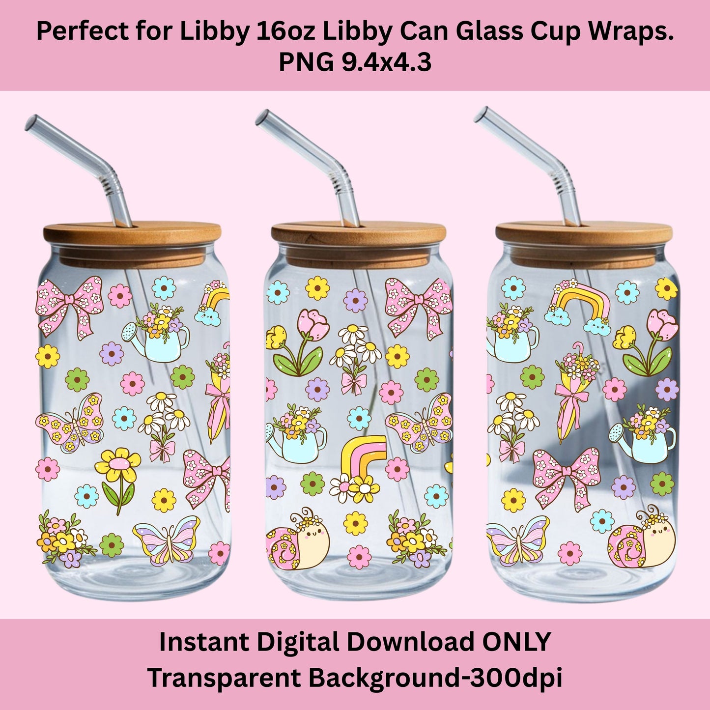 Spring Garden Libbey Glass Can Cup Wrap