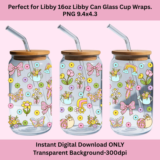 Spring Garden Libbey Glass Can Cup Wrap
