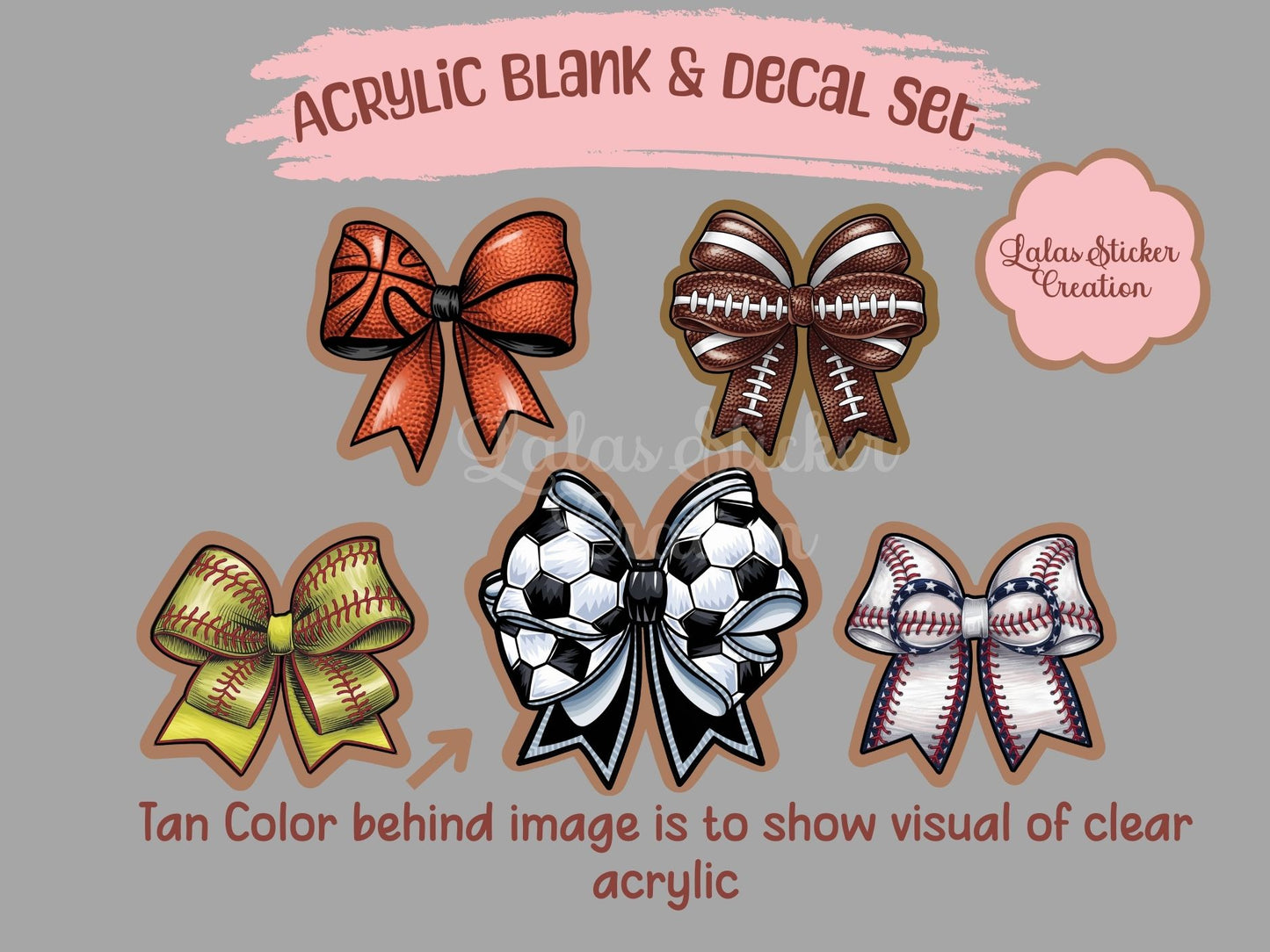 Sports Coquette Bow Clear Acrylic Blank & Decal Set