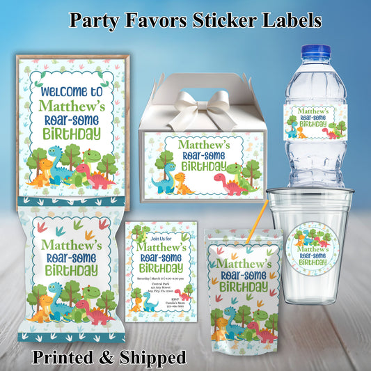 Dinosaur Party Sticker Labels