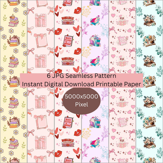 Bookish Book Lover Seamless Repeating Pattern Paper Bundle