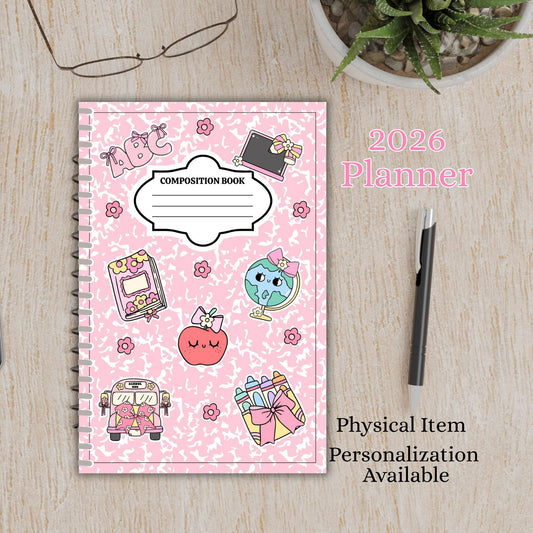 Personalized Pink Composition Style Academic Calendar Planner