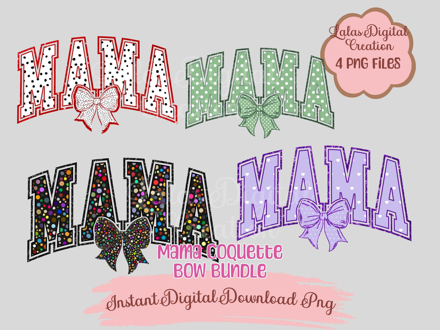 Polka Dot Varsity Clipart Bundle Instant Digital PNG Download