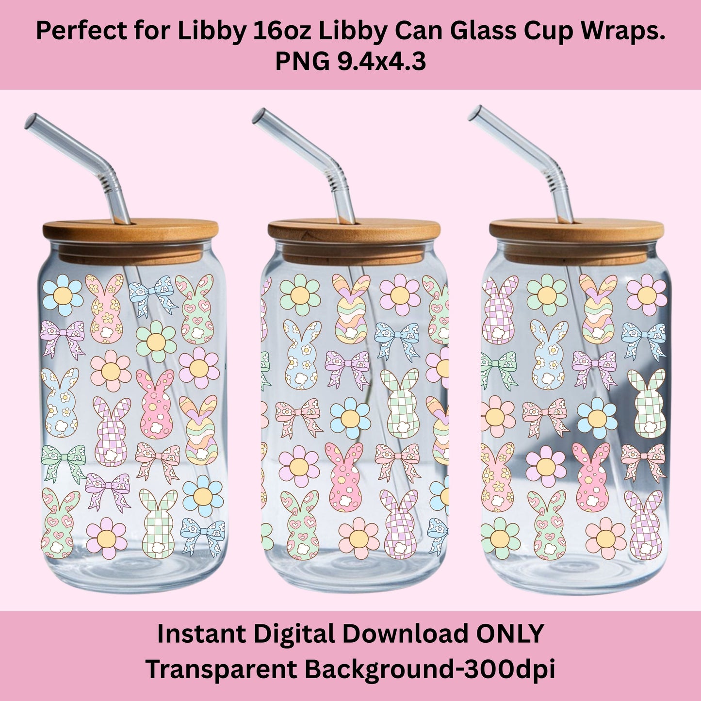 Easter Bunny Libbey Glass Can Cup Wrap