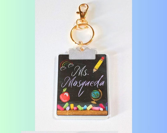 CUSTOM Chalkboard Clipboard Resin Acrylic Keychain