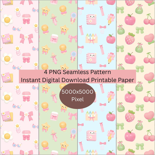 Preppy Back to School Seamless Repeating Pattern Paper Bundle Set
