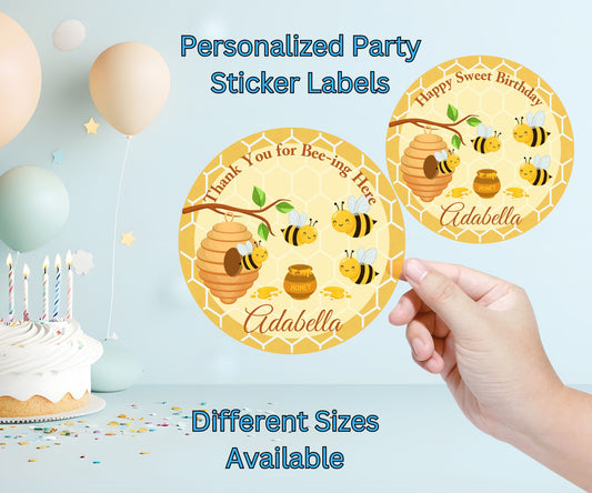 Honey Bee Birthday Party Sticker Labels