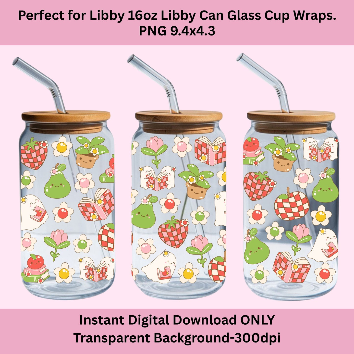 Groovy Ghost Reader Libbey Glass Can Cup Wrap