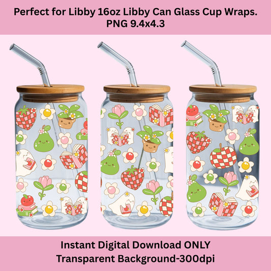 Groovy Ghost Reader Libbey Glass Can Cup Wrap