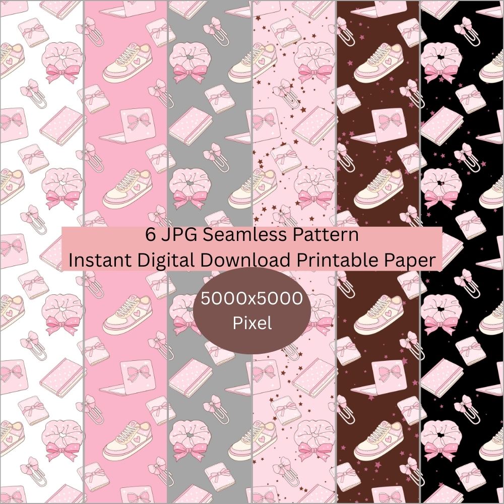 Preppy Accessories Seamless Repeating Pattern Paper Bundle Set
