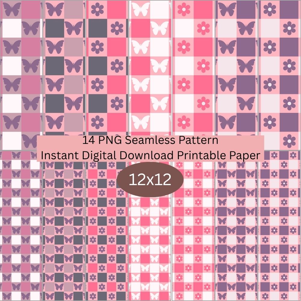 Checkered Seamless Digital Pattern Paper Bundle
