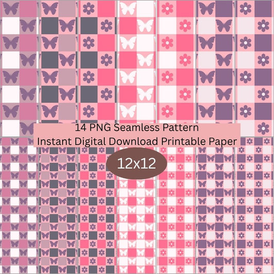 Checkered Seamless Digital Pattern Paper Bundle