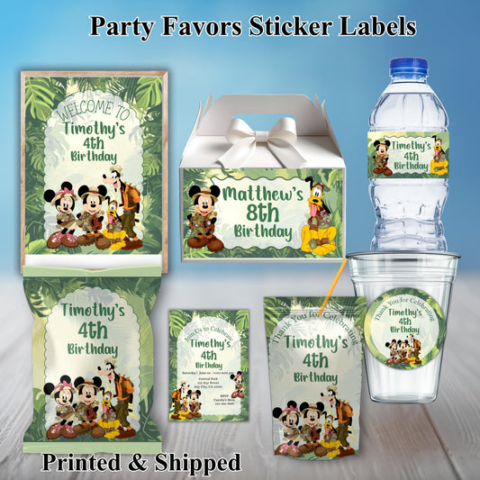 Mickey and Friends Safari Party Sticker Labels