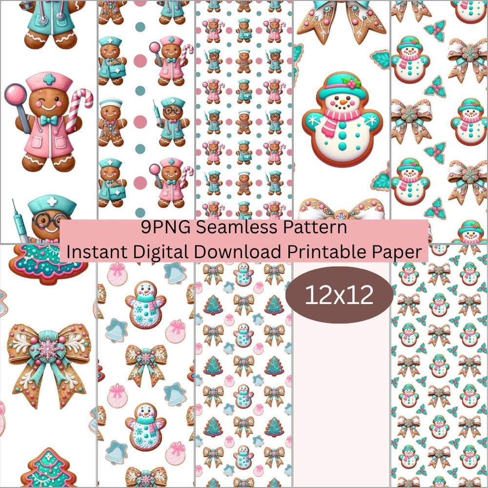 GingerBread Man Digital Pattern Paper Bundle
