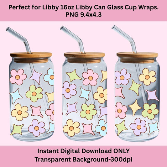 Daisy flowers Libbey Glass Can Cup Wrap