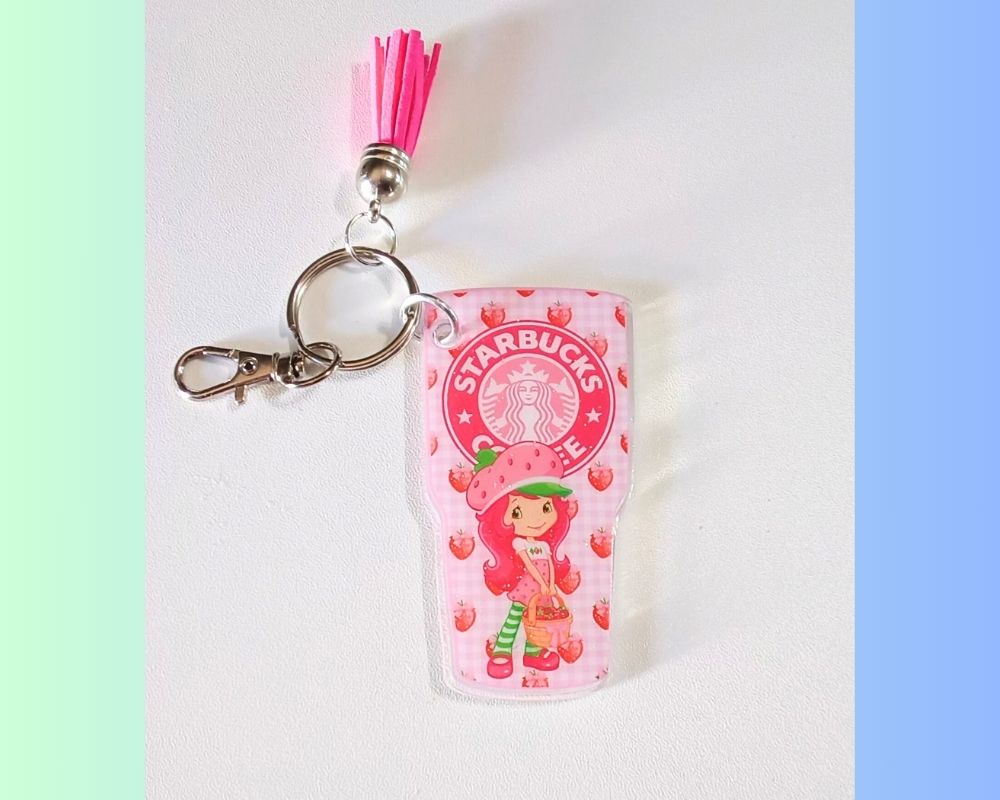 Strawberry Characters Starbucks Acrylic Resin Keychain