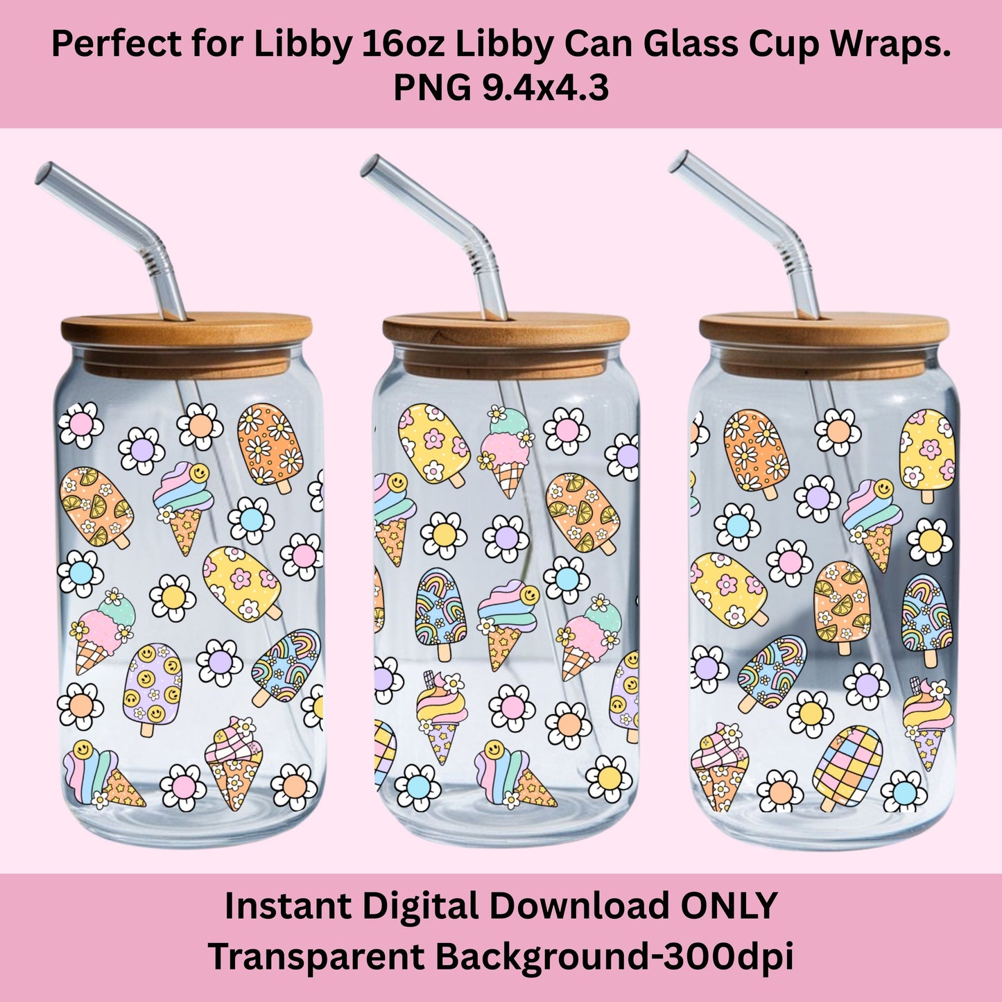 Summer Sweet Treats Libbey Glass Can Cup Wrap
