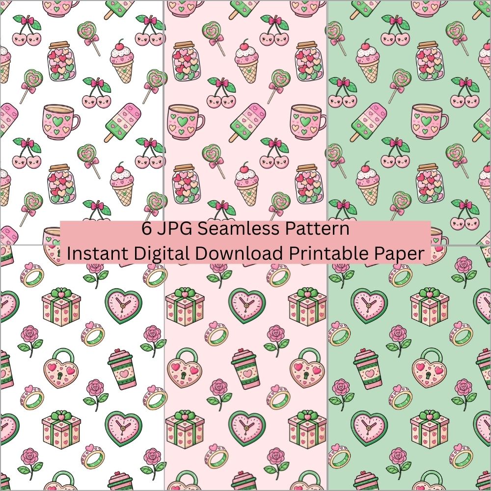 Kawaii Sweet Treat Seamless Repeating Pattern Paper Bundle Set