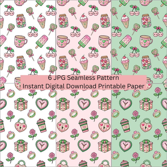 Kawaii Sweet Treat Seamless Repeating Pattern Paper Bundle Set
