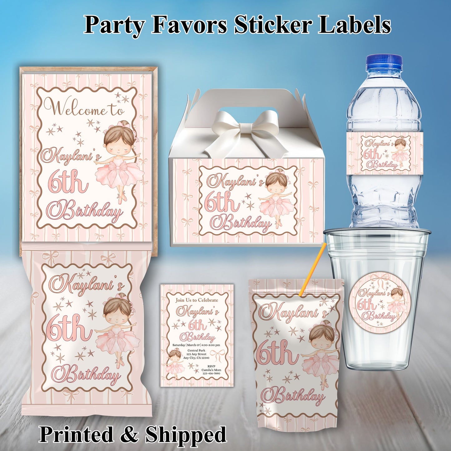 Ballerina Party Sticker Labels