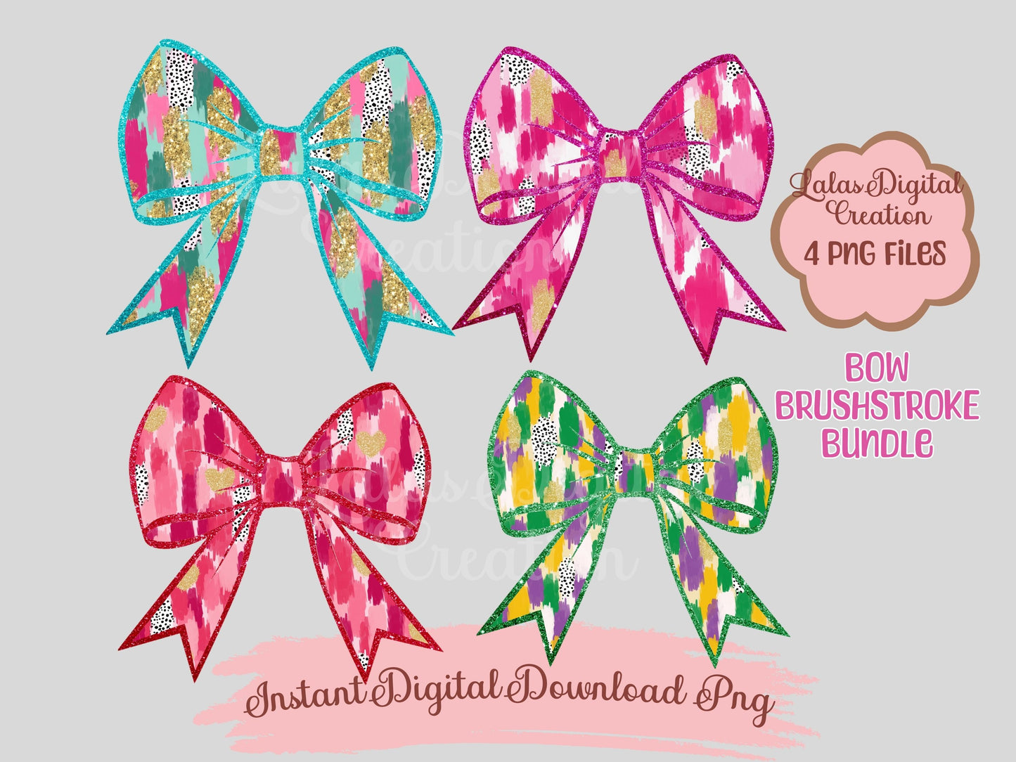 Brushstroke Coquette Bow Clipart Bundle Instant Digital PNG Download