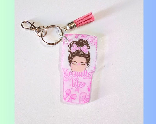 Coquette Life Messy Mom Bun Acrylic Resin Keychain