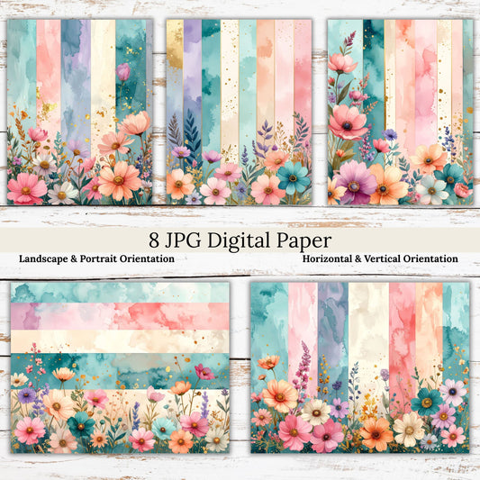 Watercolor Wildflower 1 Digital Paper Pack Bundle
