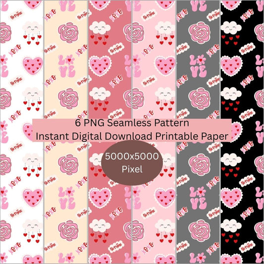 Valentines Be Mine XOXO Seamless Repeating Pattern Paper Bundle Set