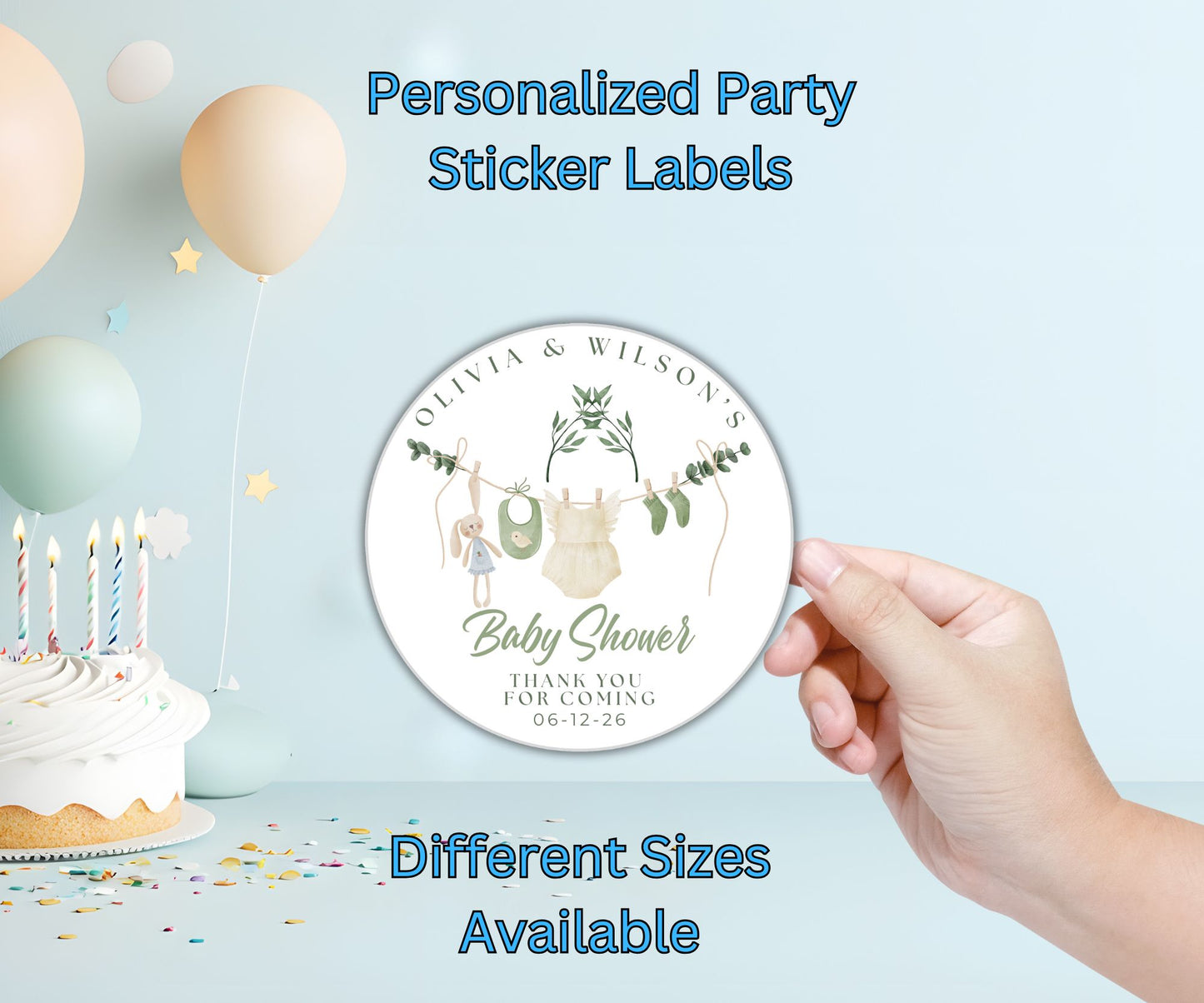 Girls Baby Shower Party Sticker Labels