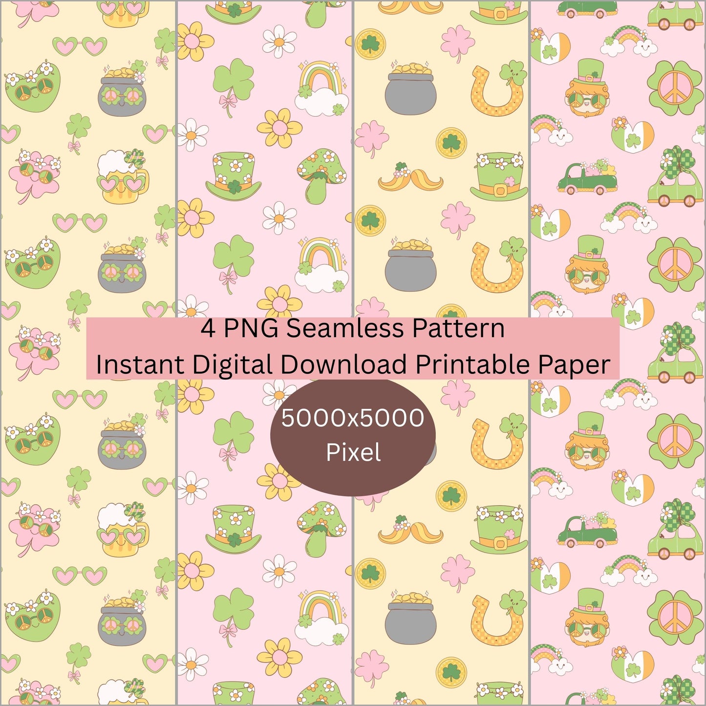 St. Patrick's Irish Seamless Repeating Pattern Paper Bundle Set
