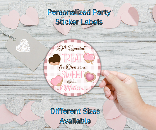 Pink Sweet Treat Valentines Party Sticker Labels