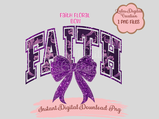 Purple Faith Bow Clipart PNG Instant Digital Download