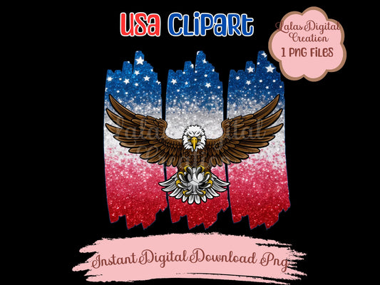 USA American Flag Brush Clipart PNG Instant Digital Download