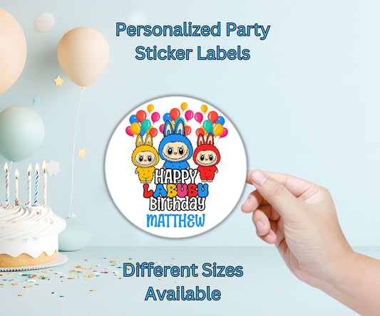Labubu Birthday Party Sticker Labels